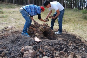 Brayan and Walter Making the Oven's Dome
