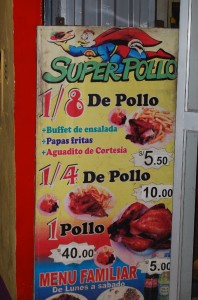 Menu List of Pollo a la Braza