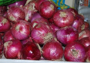 Fresh Onions awaiting Cooking for a Lomo Saltado