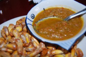 Canchitas (Parched Corn) with Fresh Ground Hot Pepper Sauce