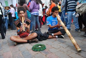 Travelers Playing Didgeridoo and Quena