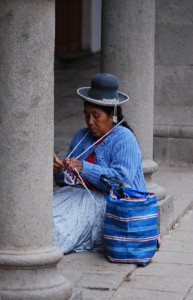 Indigenous Woman Knitting under the Arches (Photo: David Knowlton)