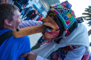 A Folk Figure Controlling the Public in a Fiesta (Wayra)